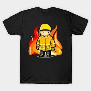 Rural Firefighter Male - Large Design (Yellow Helmet) T-Shirt